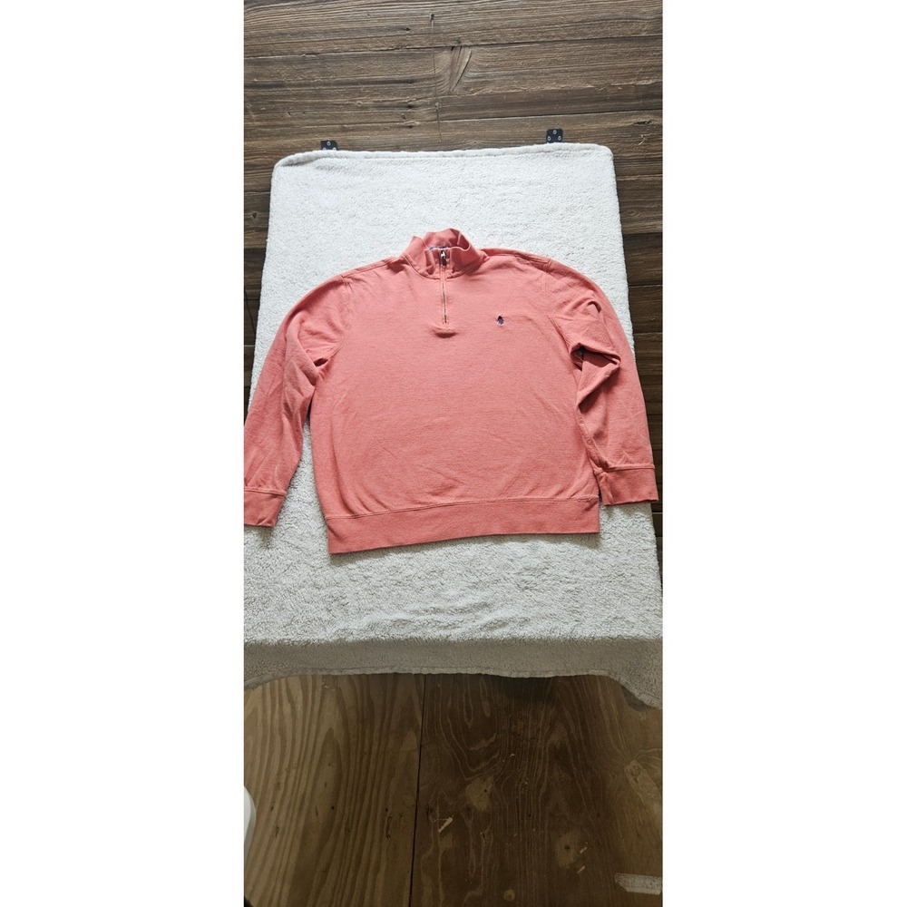 Polo Ralph Lauren Large 1/4 Zip Mock Neck Knit Sweatshirt Coral Embroidered Logo